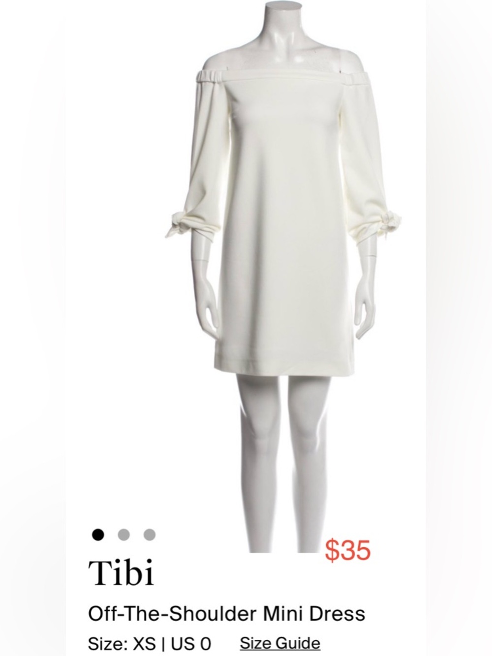 Tibi Cream Off-the-Shoulder Mini Dress with Tie Cuffs
